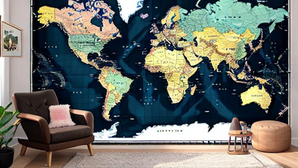 World map baddie aesthetic room